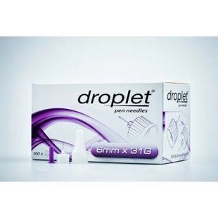 Голки 6 мм*0,25 мм, 31G для шприц-ручок Droplet, одноразового використання, стерильні, універсальні, 100 шт. TPO_06 фото